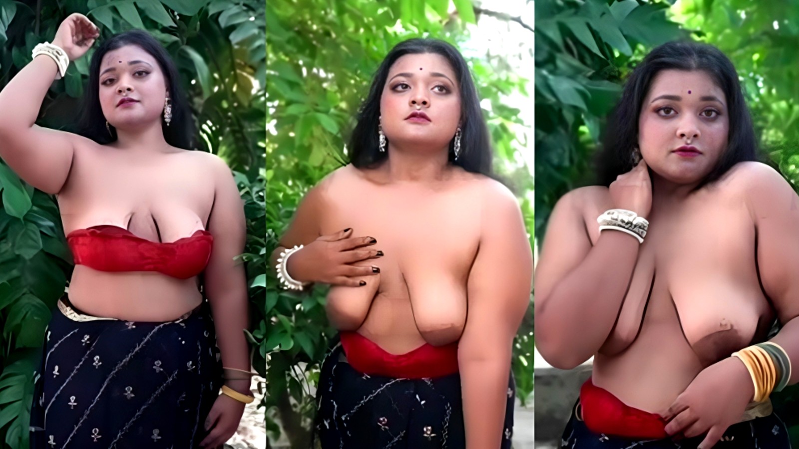 Bong Model Topless Full Nude Saree Shoot in Jungal